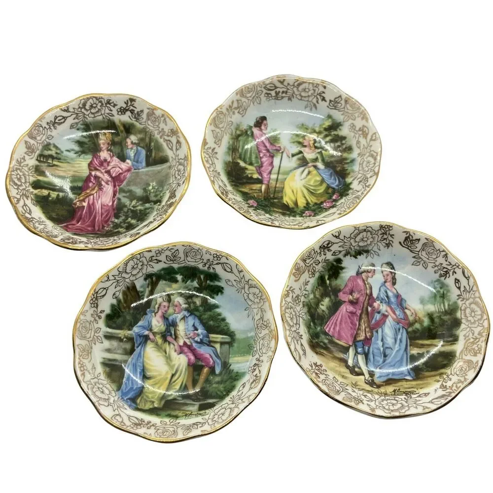 Collectible Plates James Kent Longton Romance Vintage Lords & Ladies Set Of 4